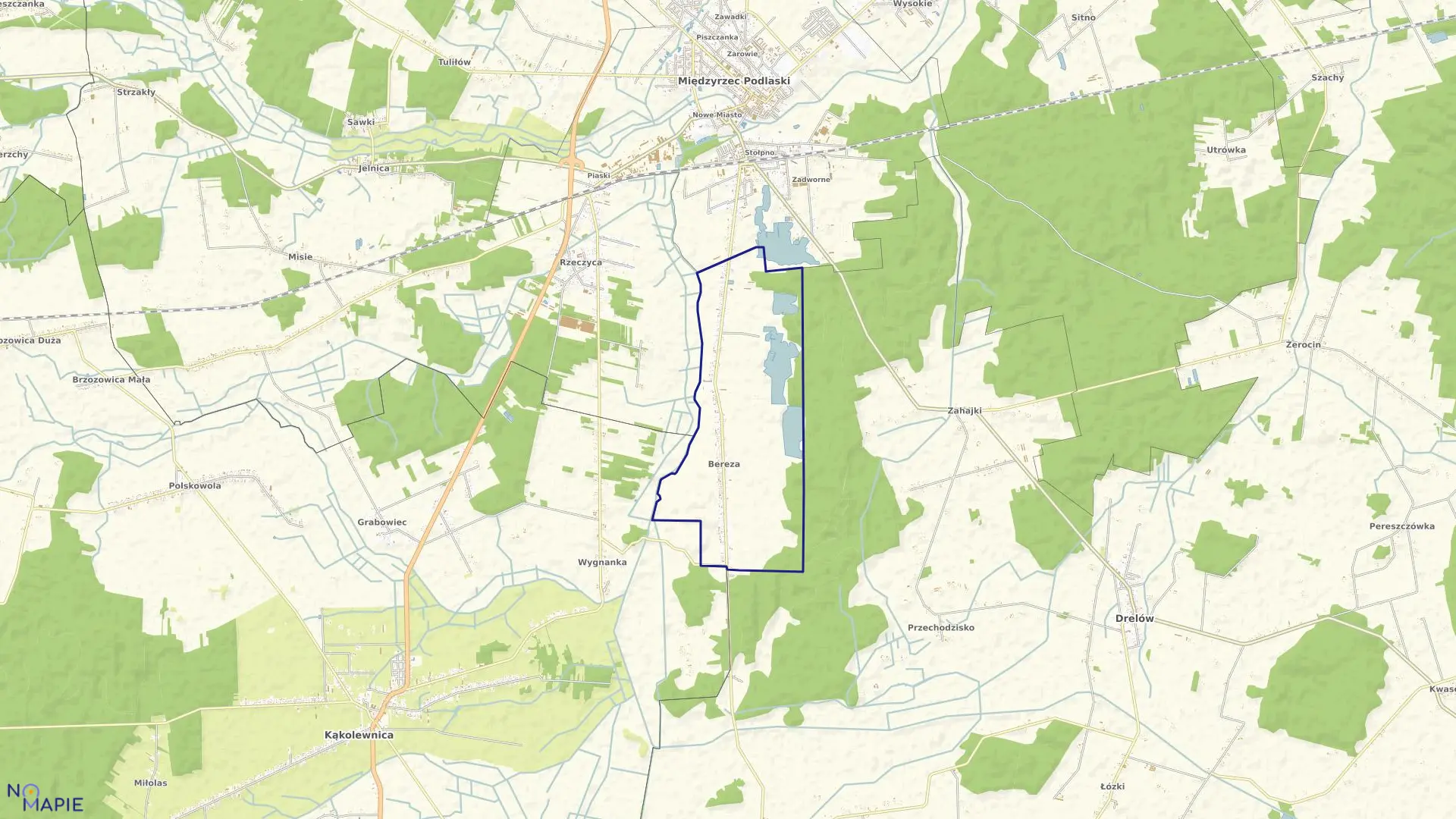 Mapa obrębu BEREZA w gminie Międzyrzec Podlaski