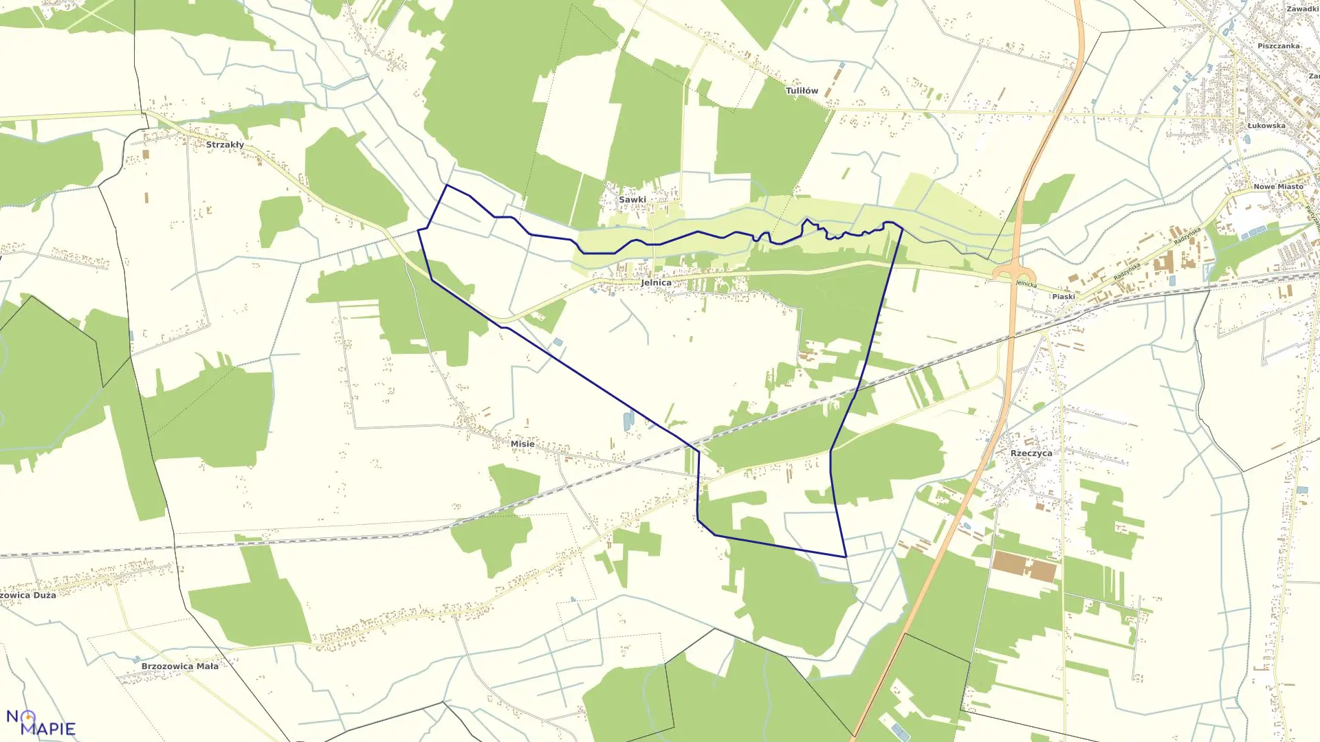 Mapa obrębu JELNICA w gminie Międzyrzec Podlaski