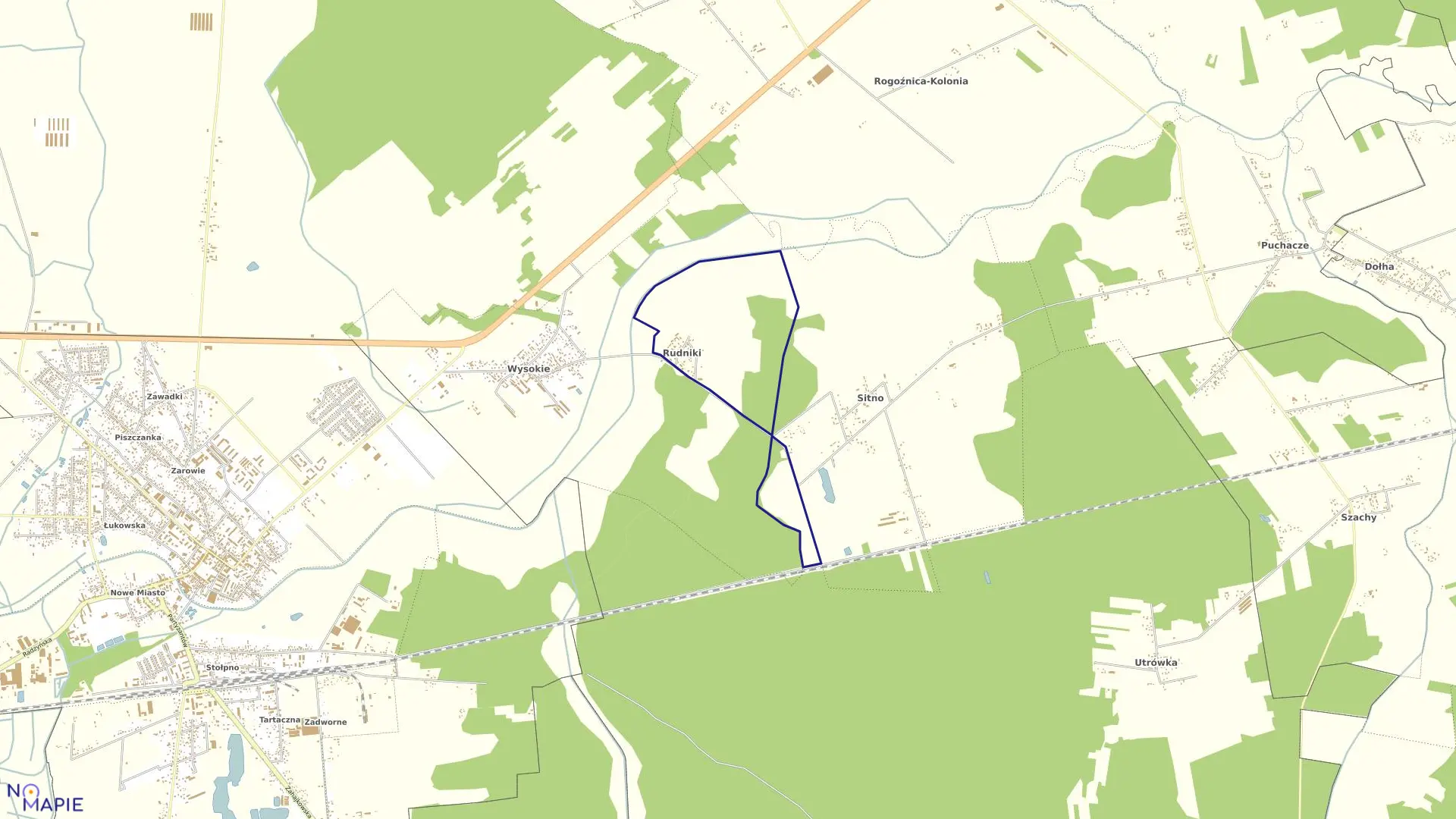 Mapa obrębu RUDNIKI w gminie Międzyrzec Podlaski